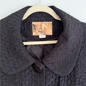 mac & jac Black Textured Short Sleeve Button Front Jacket - Size XL